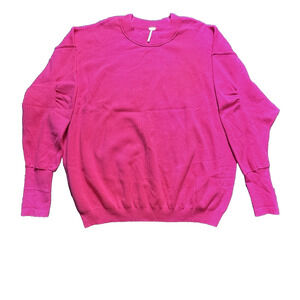 Free People Sweater Size L Found My Friend Textured Pullover‎ Hot Pink - NWOT